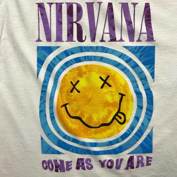 Nirvana Come As You Are White Graphic Smiley Face T Shirt XL Crewneck Band - Picture 2 of 6